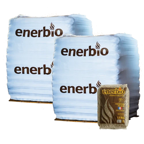 Granulés de bois ENERBIO – 2 palettes – 132 sacs 1980 kg