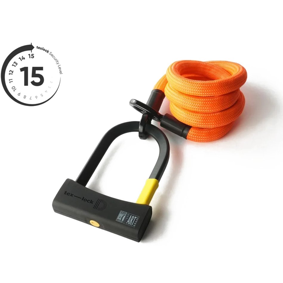 tex–lock eyelet avec antivol u D-lock - 160cm - acid orange