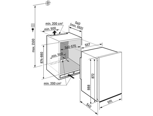 LIEBHERR - Réfrigérateur encastrable 1 porte DRE3901-22, Pure, 117 litres, Niche de 88 cm