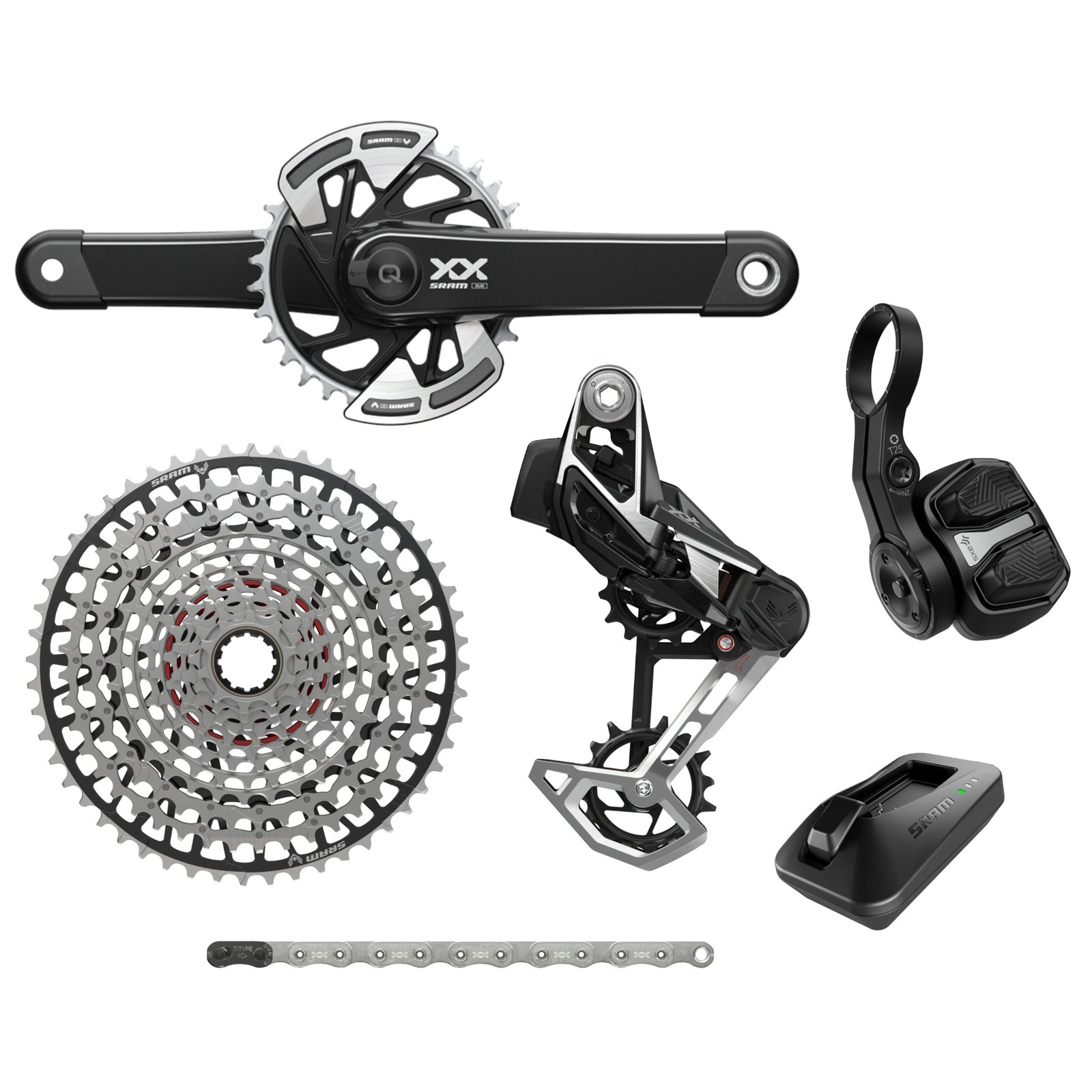 SRAM Groupe de Dérailleur - XX Eagle Transmission - AXS | T-Type | D2 - avec Pédalier à Wattmètre